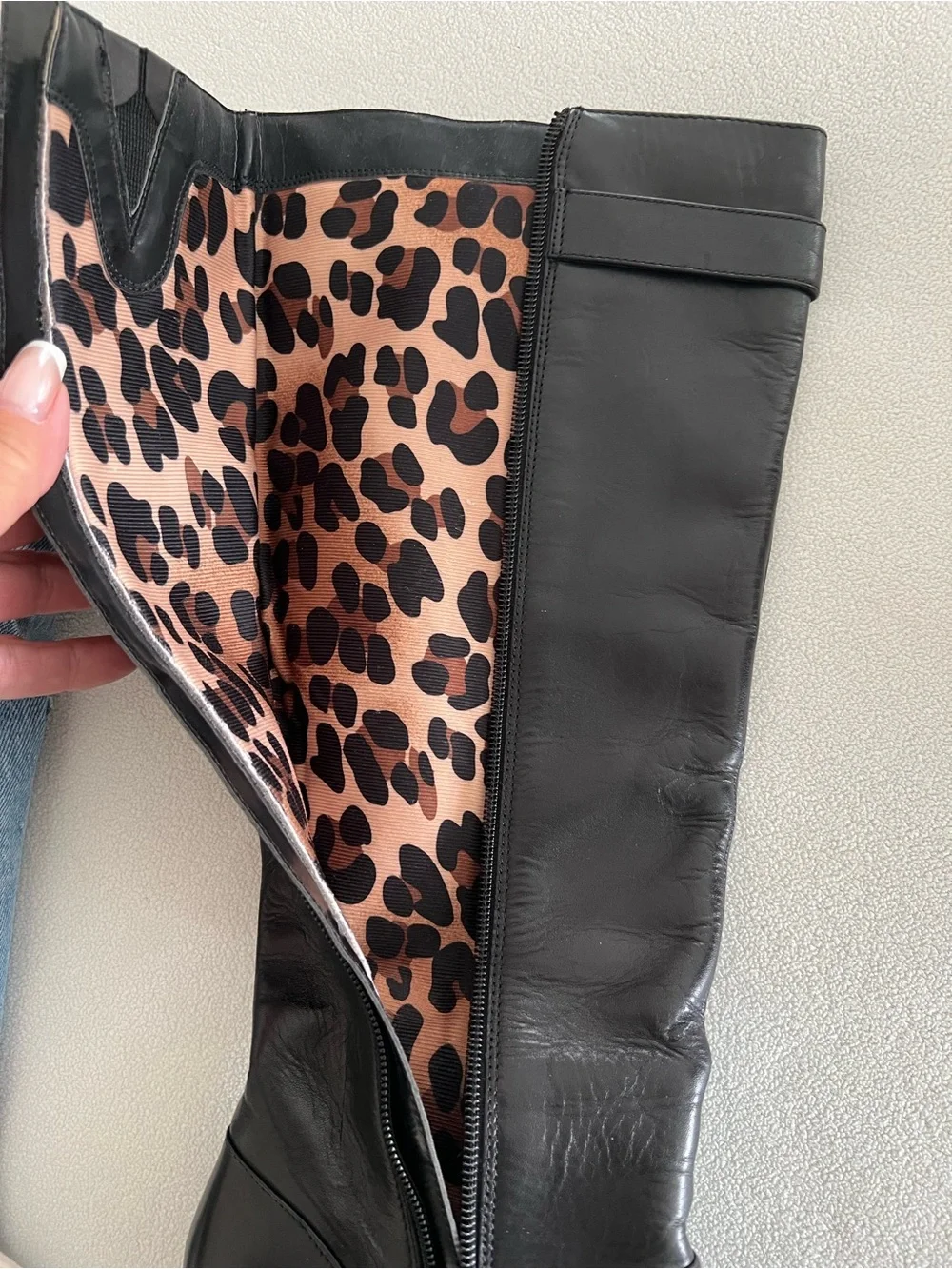 Ada Black Leather High-Heel Boots